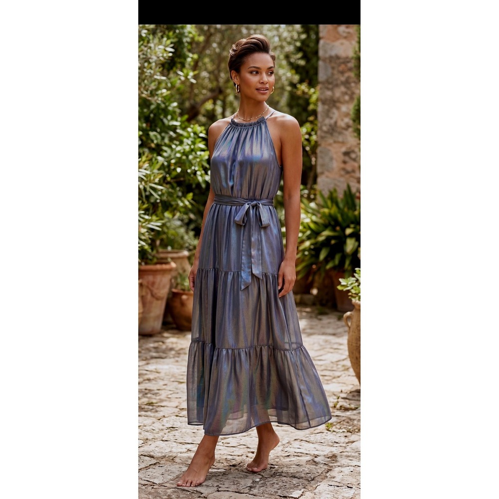 NWT, Vera Wang Iridescent Blue Maxi Dress